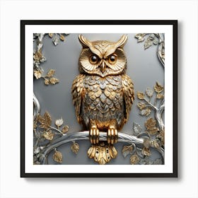 Gold and silver Owl Art Print