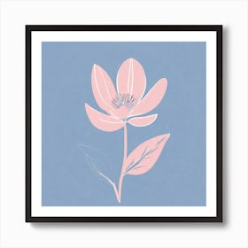 A White And Pink Flower In Minimalist Style Square Composition 503 Art Print