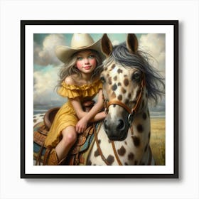 Girl On A Horse 1 Art Print