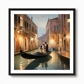 Gondola In Venice paintings art print Art Print