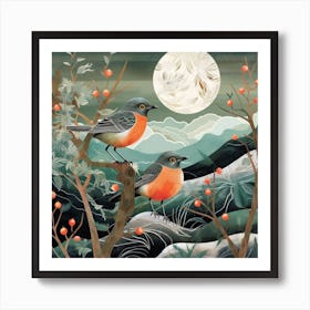 Bird In Nature Robin 6 Art Print