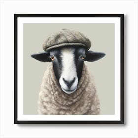 Watercolour British Sheep Rupert Art Print