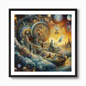 Spaceship In Space Art Print