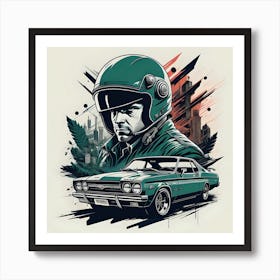 Samurai Car Art Print