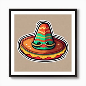 Mexican Taco With Mexican Sombrero Sticker 2d Cute Fantasy Dreamy Vector Illustration 2d Flat (31) Art Print