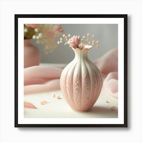 Pink Vase With Flowers 1 Art Print