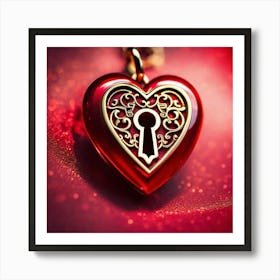 Red locket heart Art Print