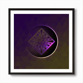 Geometric Neon Glyph on Jewel Tone Triangle Pattern 156 Art Print