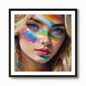 Rainbow face paint mask Art Print