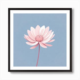 A White And Pink Flower In Minimalist Style Square Composition 661 Art Print