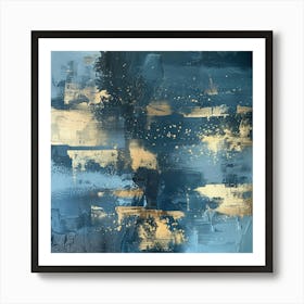 Blue And Gold Abstract Painting 14 Art Print