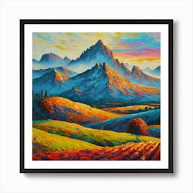 Sunset In The Mountains Poster