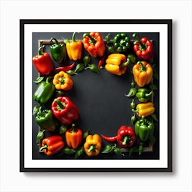 Colorful Peppers In A Frame 7 Art Print