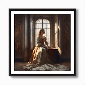 Lady By The Window Art Print