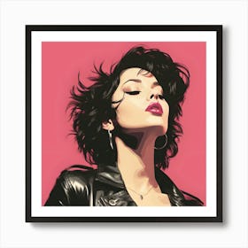 Woman In A Leather Jacket Art Print