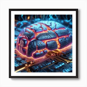 Brain On A Circuit Board 90 Art Print