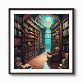 Bookshelf Wonderland Art Print