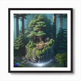 Treehouse In The Forest Art Print