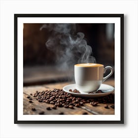 Coffee Cup With Coffee Beans 2 Art Print