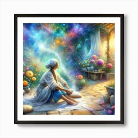 Woman In A Garden Art Print