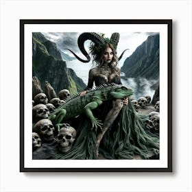 Woman With Horns Art Print