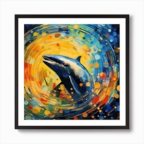 Dolphin In A Swirl Art Print