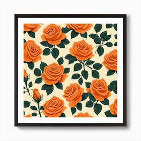 Orange Roses Seamless Pattern 9 Art Print