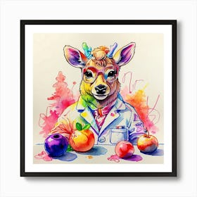 Deer Watercolor Painting Art Print