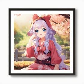 Kawaii Anime Woman Pose Poster (1) Art Print