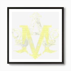 Distressed Vintage Auspice Maria Virgin Mary Monogram Art Print