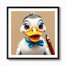 Duck With Pencil 1 Art Print