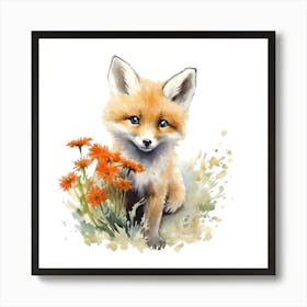 Fox Watercolor Painting 2 Art Print