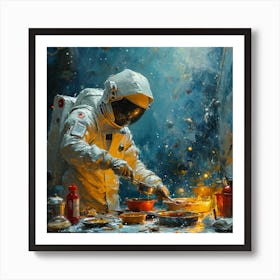 Astronaut Cooking In Space Art Print