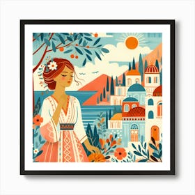 Greek Girl In Traditional Dress Art Print