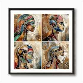 Four Faces Of Women Art Print