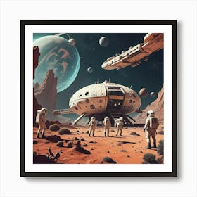 Space Station On The Red Planet 1 Art Print