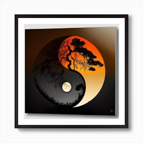 Myeera Abstract Art Yin Yang Symbol Simple Bonzai Tree Sunset M 6f42a58d Fb5b 446f 8417 30f55f06740a Art Print