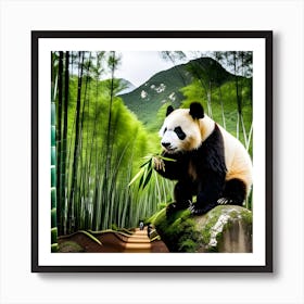 Panda Bear In Bamboo Forest 10 Art Print