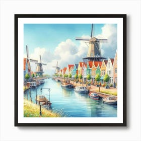 Windmills On The Canal 9 Poster