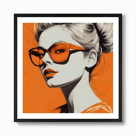 Orange Girl With Glasses Art Print