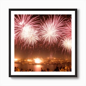 Fireworks Over The Sea Art Print
