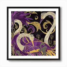 Purple Swans Art Print