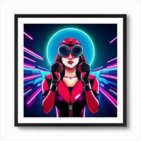 Girl In Neon Art Print