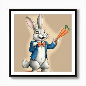 Rabbit Holding Carrot 2 Art Print