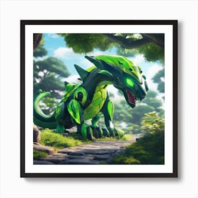 Green Dragon In The Forest Art Print