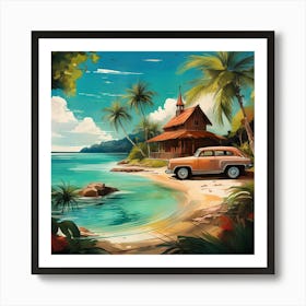 Car On The Beach Art Print