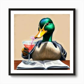 Duck Drinking A Martini Art Print