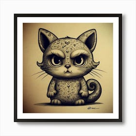 Cute Cat Drawing Art Print