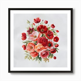 Bouquet Of Red Roses Art Print