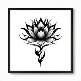 Lotus Flower Tattoo Art Print